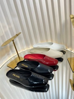 Prada Leather Padded Slide Mules