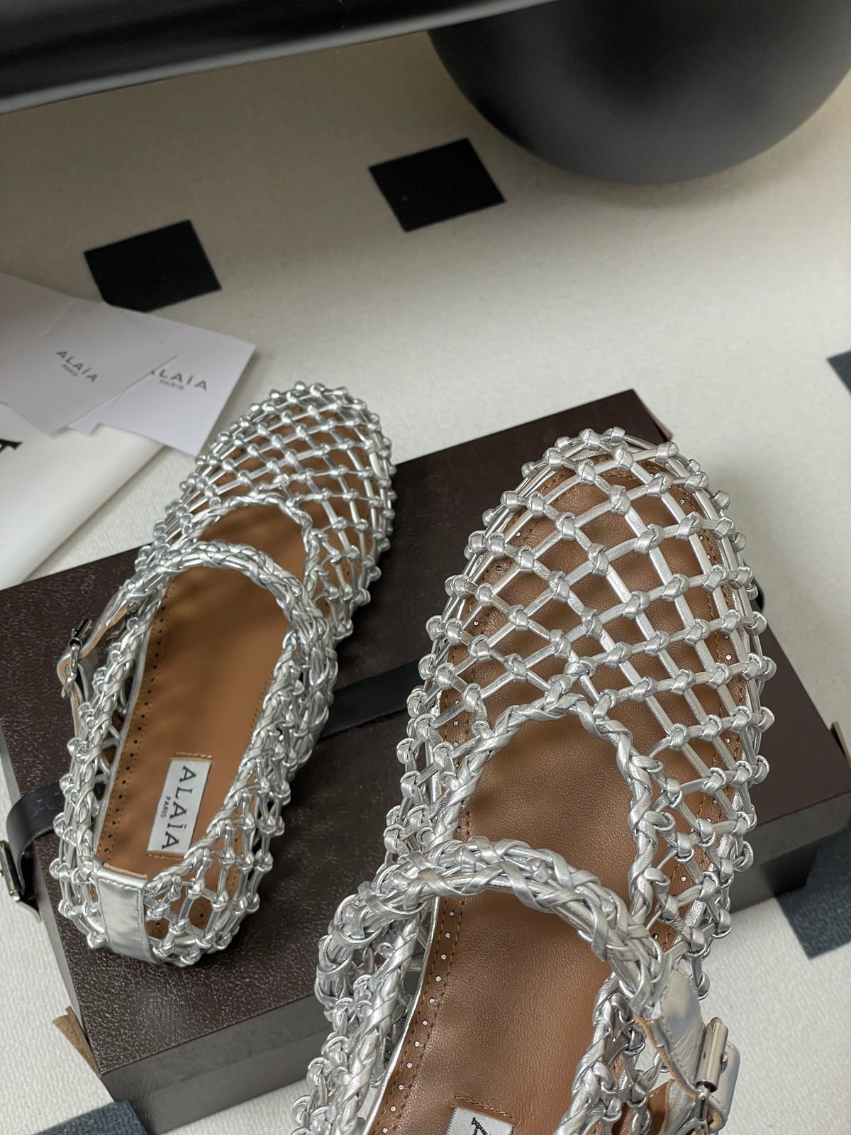 Alaïa Crystal-Embellished Mesh Sandals
