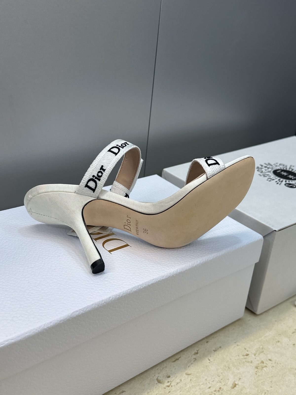 Dior D-Joy Ribbon Platform Heel Sandal