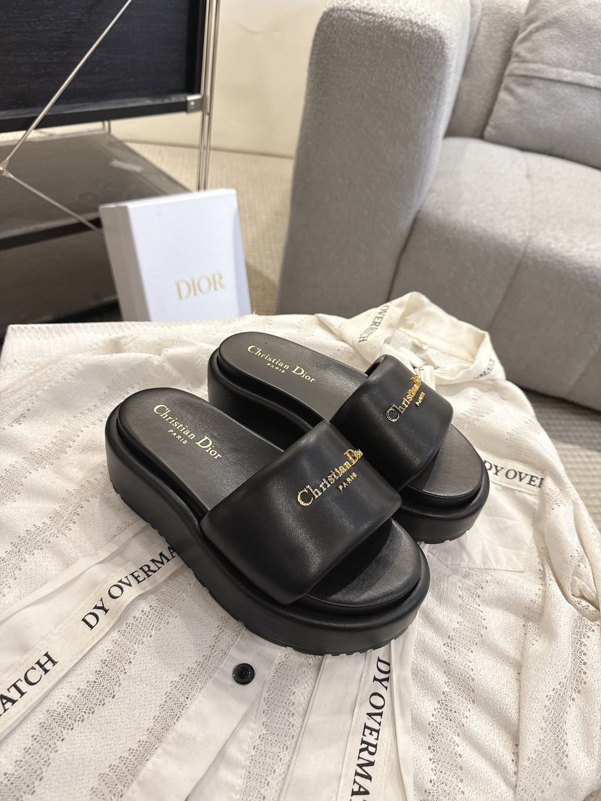 Christian Dior Platform Slide Sandals Black