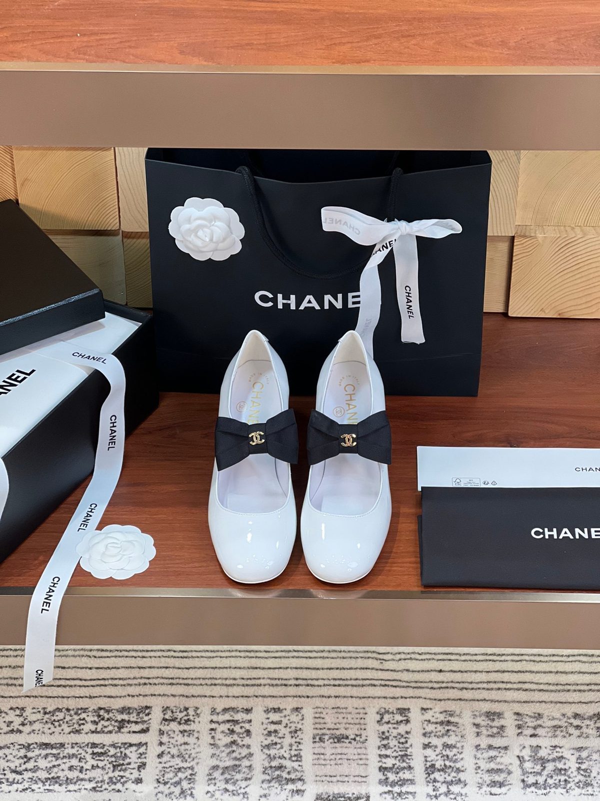 Chanel White Patent Leather Mary Jane Pumps
