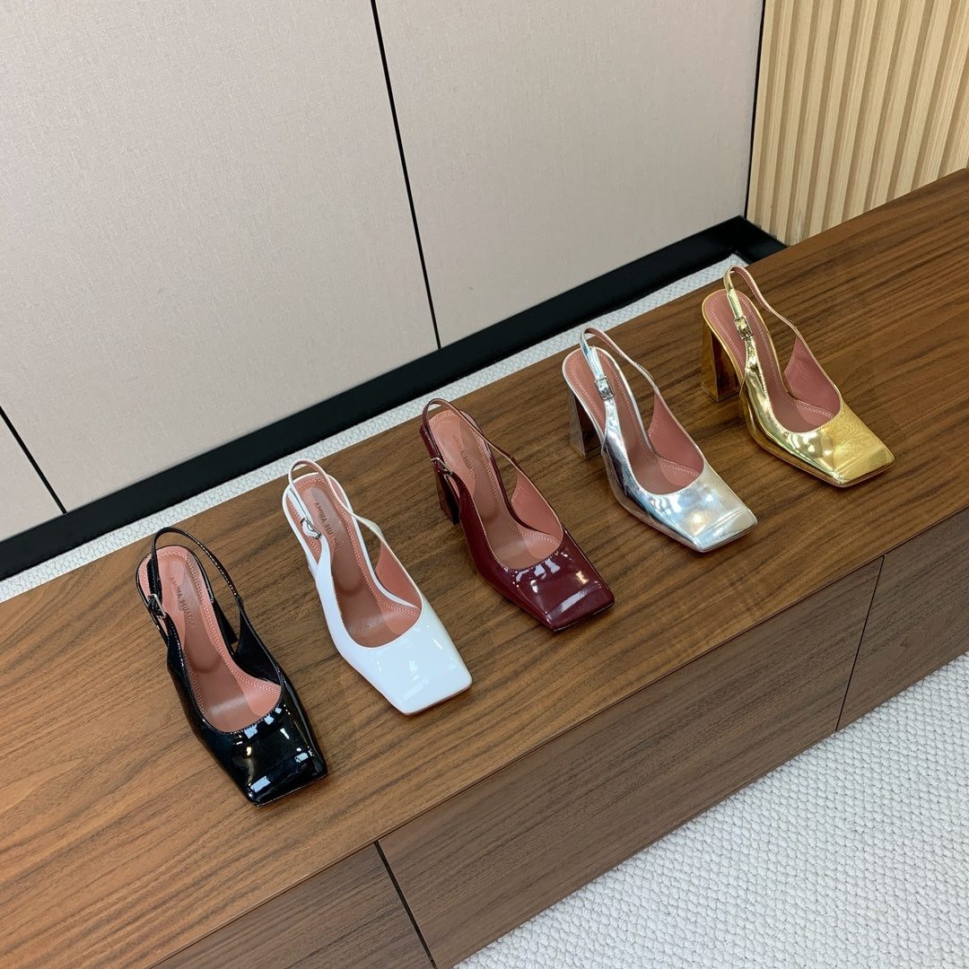 Amina Muaddi Patent Leather Slingback Heels