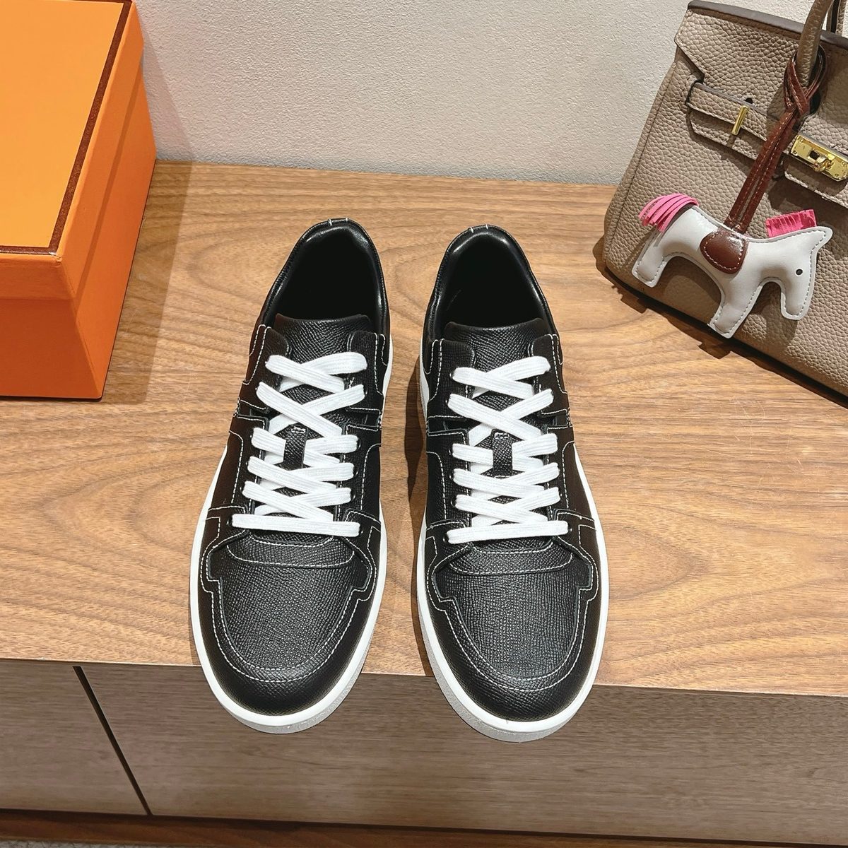 Hermès Canvas Low-Top Sneakers Black White