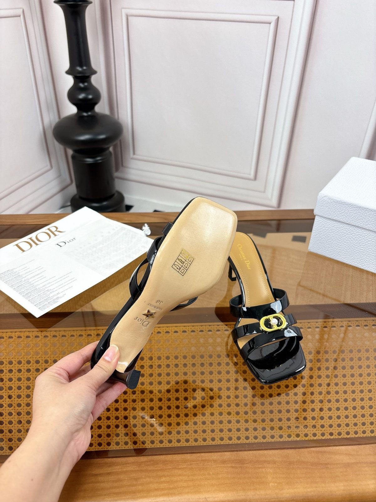 Dior J'Adior Heeled Sandal Black Patent