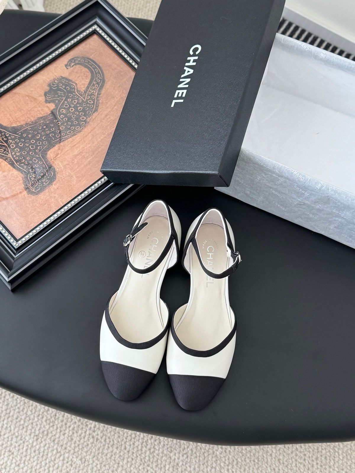 Chanel Two-Tone Mary Jane Ballet Flats
