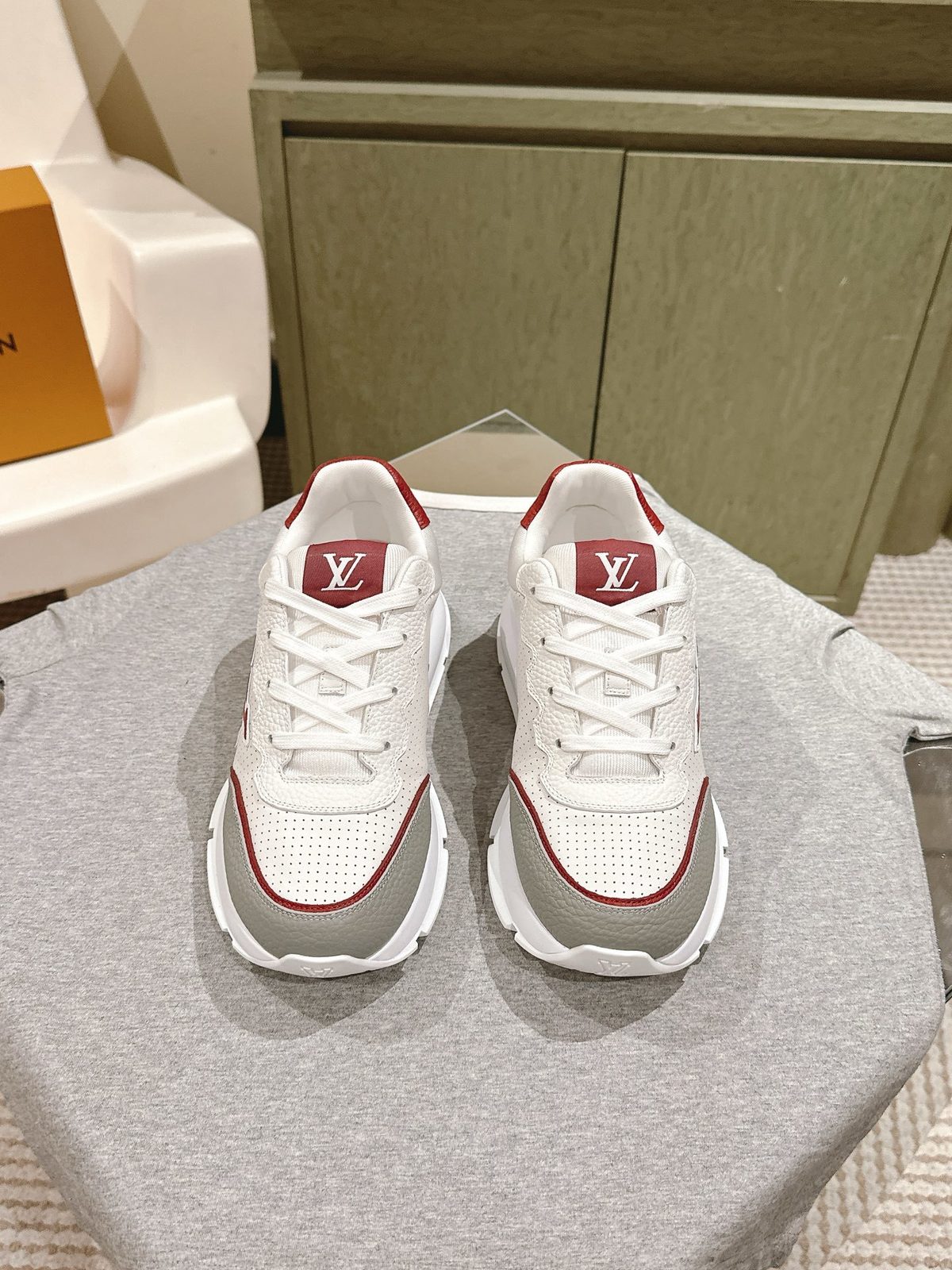 Louis Vuitton LV Trainer White Red