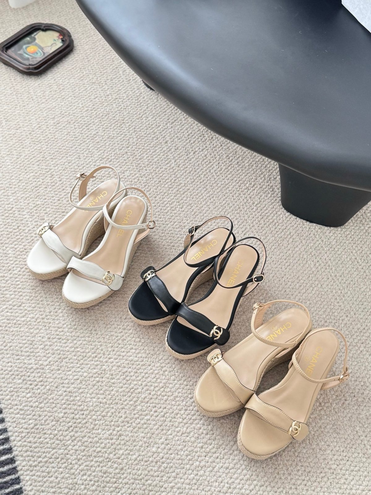 Chanel CC Platform Leather Sandals