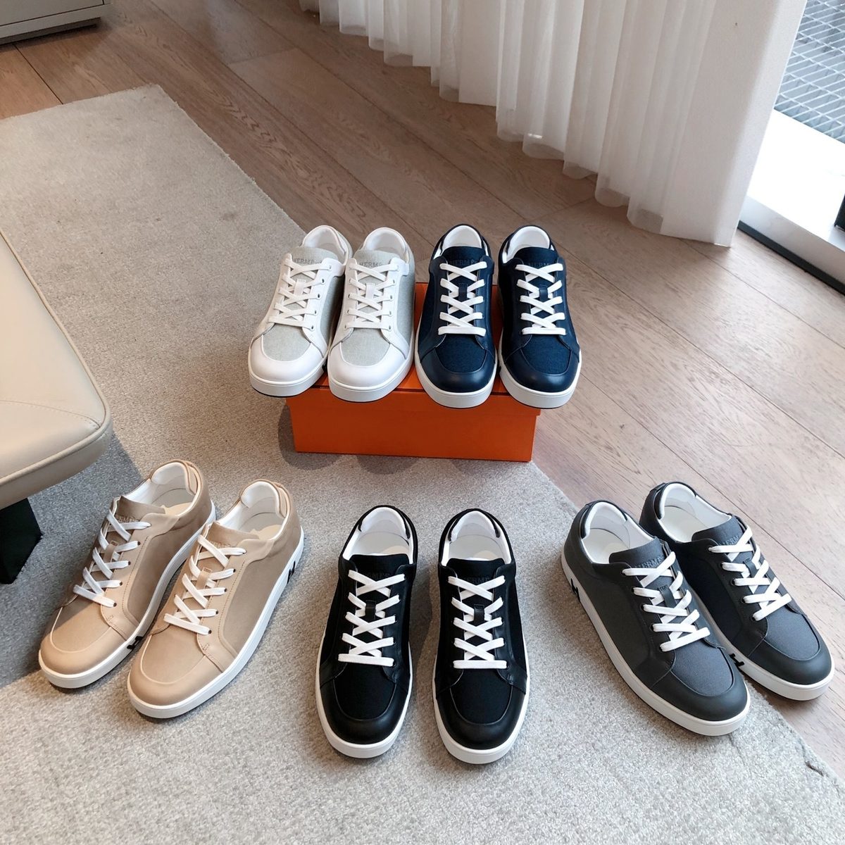 Luxury Canvas and Leather High-Top Sneakers Collection