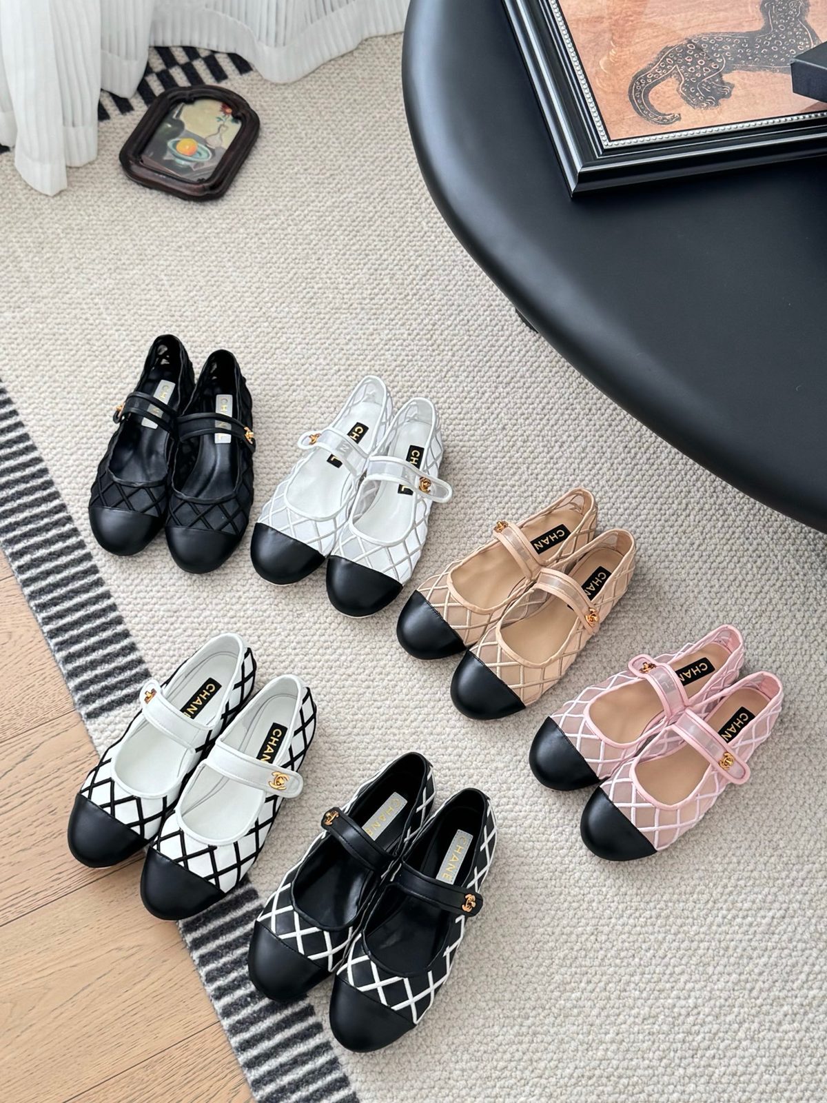 Chanel Ballet Flat White/Black Quilted