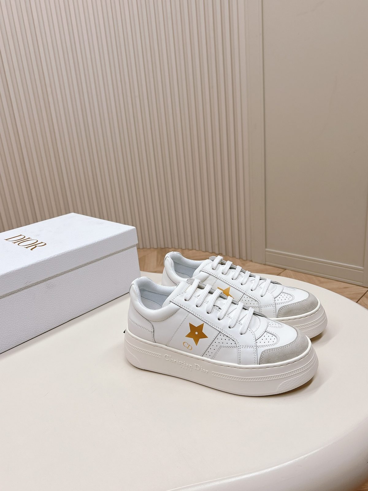 Dior Platform Sneakers with Gold Star Detail