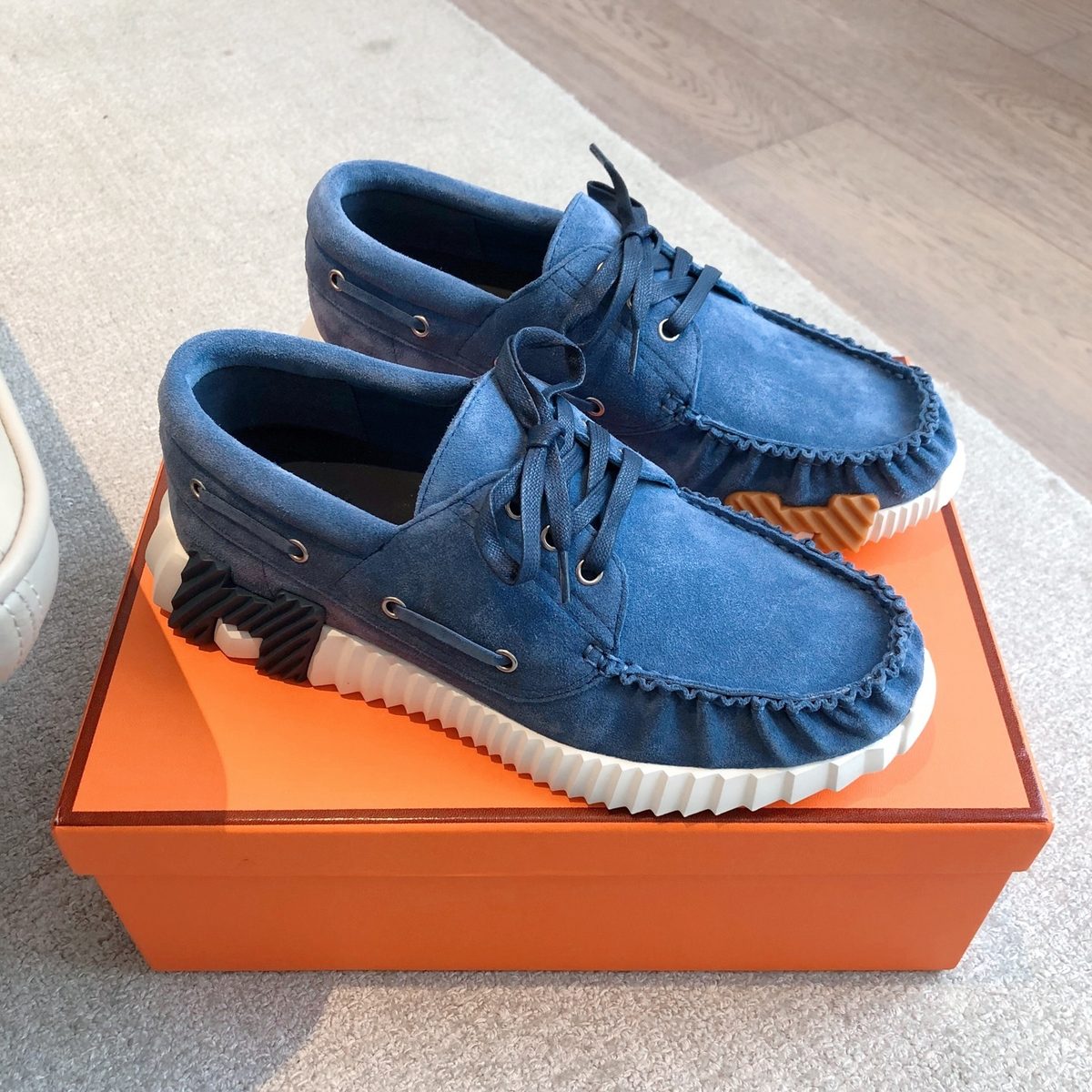 Hermès Wallabee Suede Moccasin Loafers