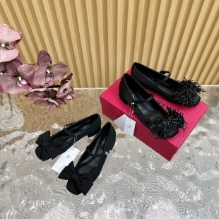 Valentino Black Loafers with Fringe Detail