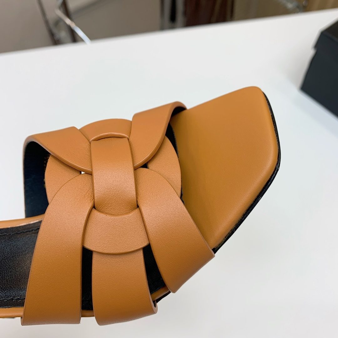Saint Laurent Leather Bow Mule Heels