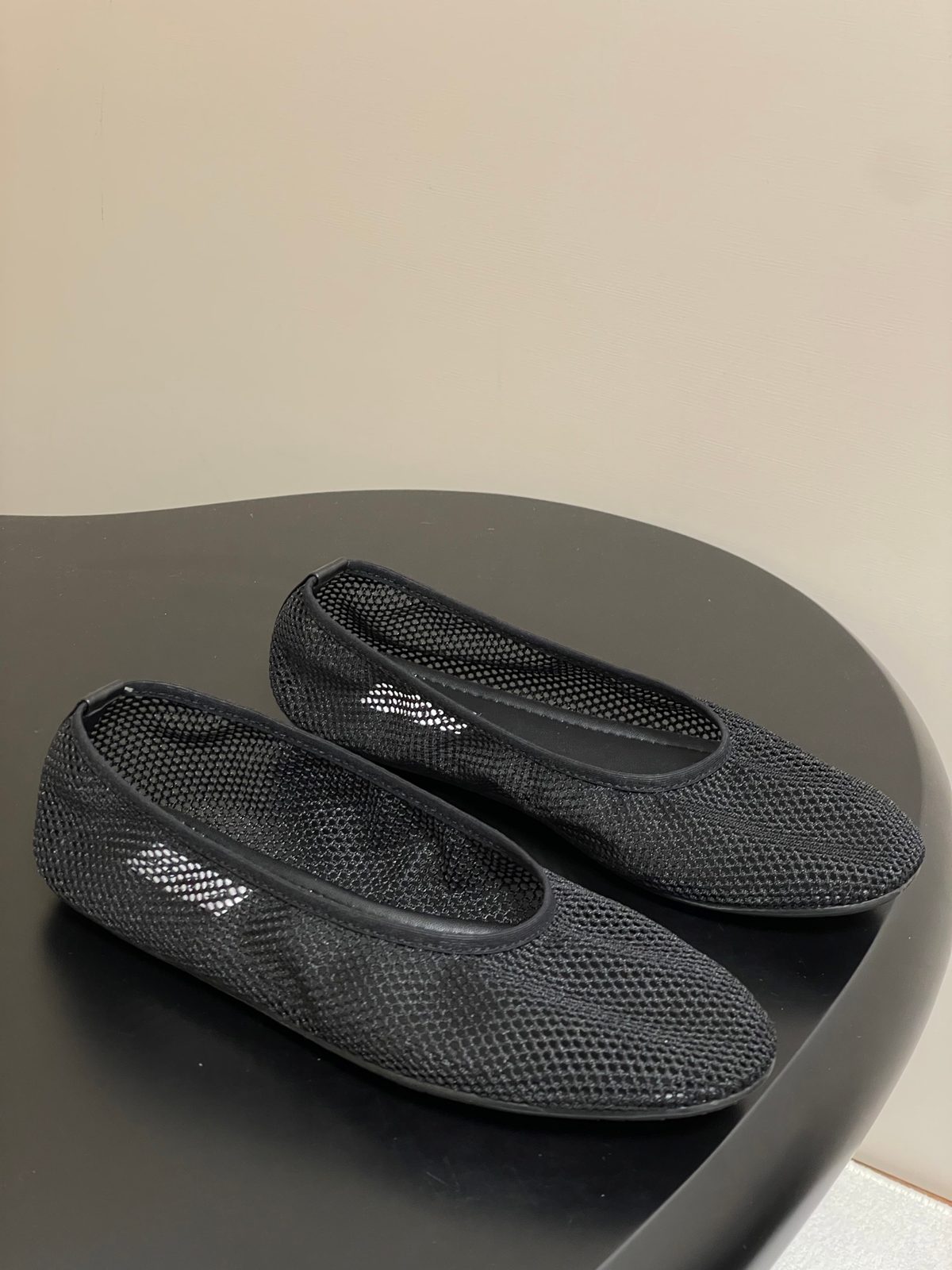 ALAIA Black Mesh Ballet Flat Shoes