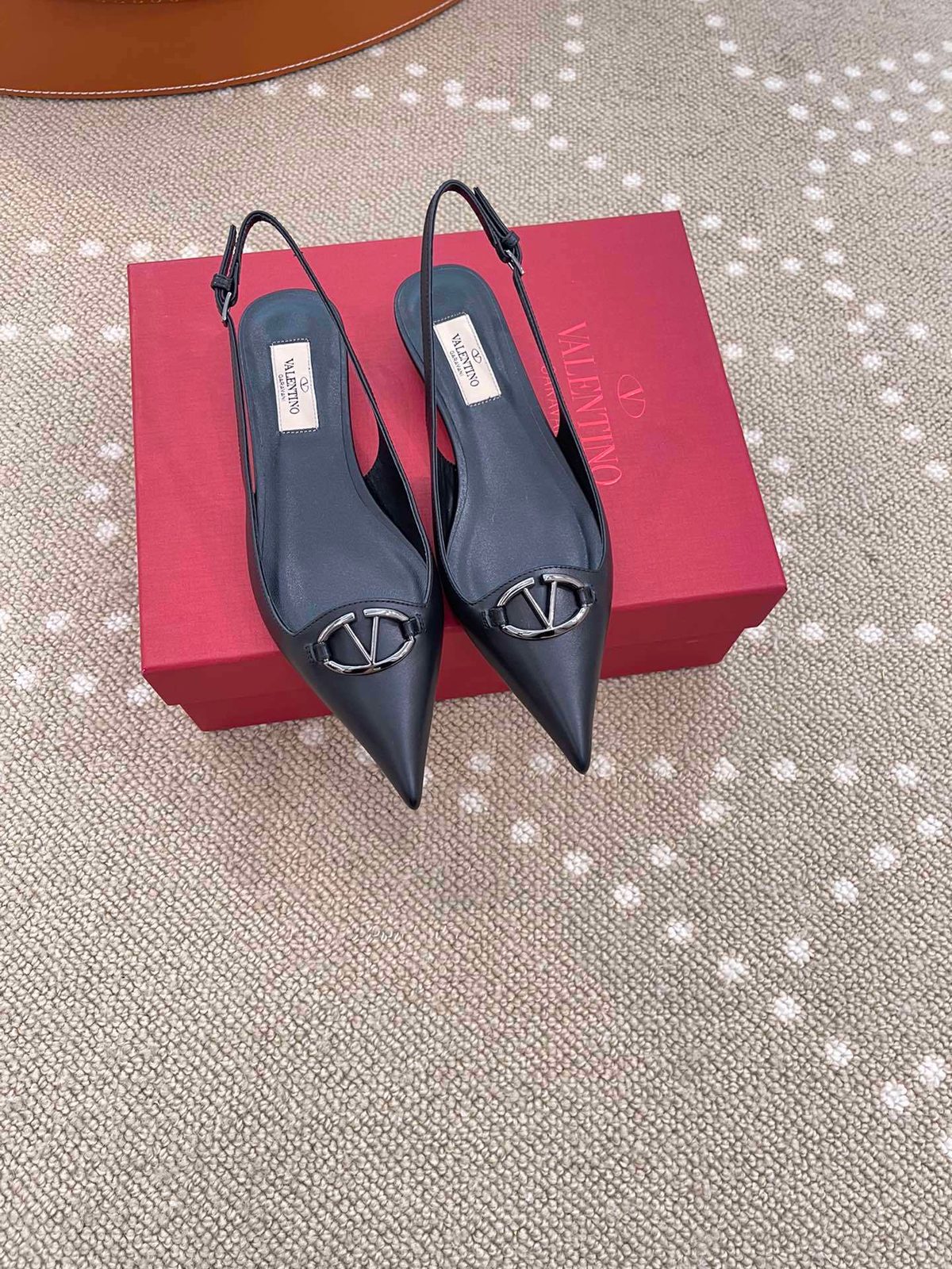 Valentino VLogo Pointed Slingback Heels