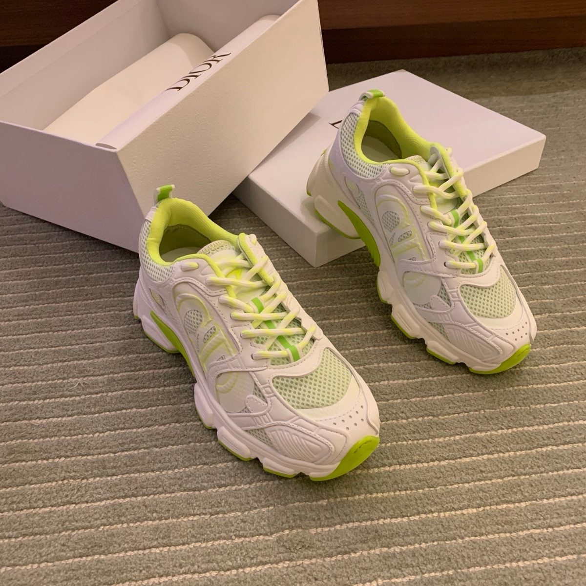 White Neon Yellow Chunky Sneakers