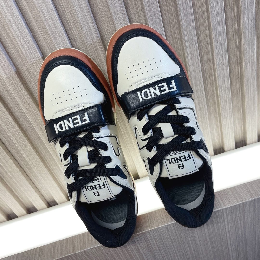 Fendi Leather Colorblock High-Top Sneakers