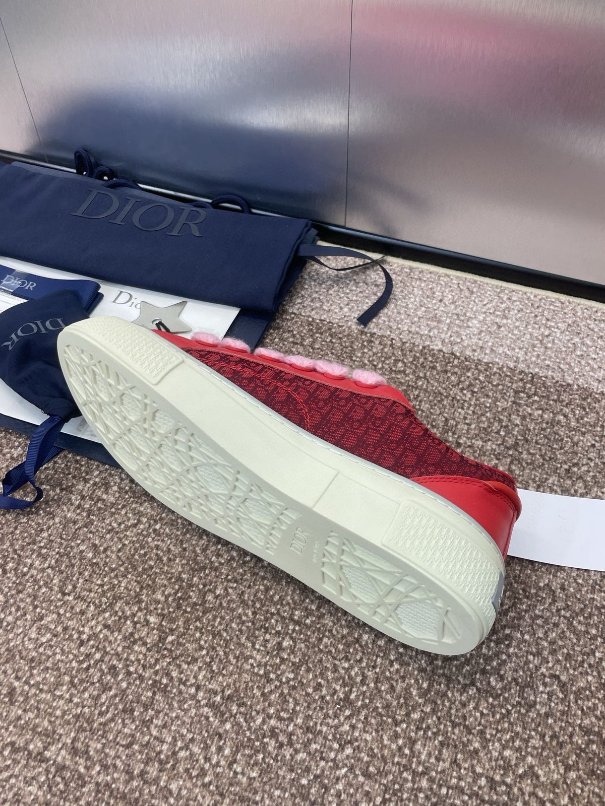 Dior B23 Red Canvas Sneakers