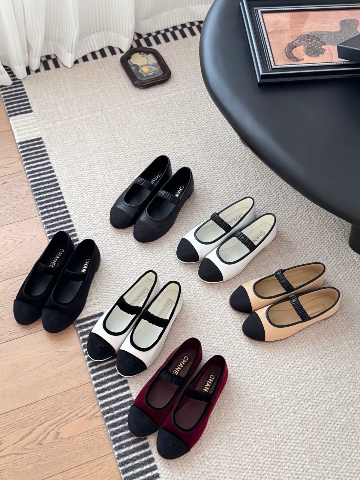 Chanel Quilted Cap Toe Ballet Flats