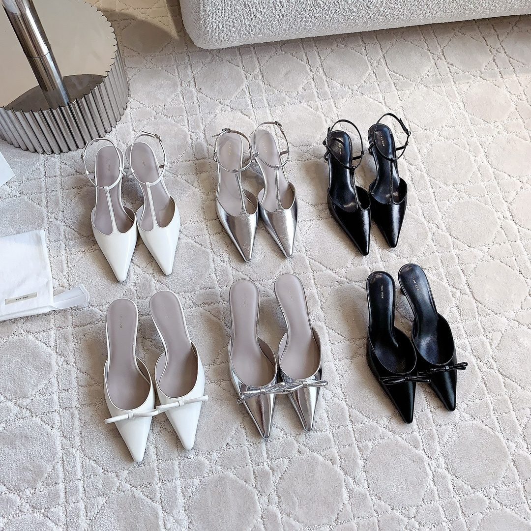 Luxury White Pointed Toe Mule Heels