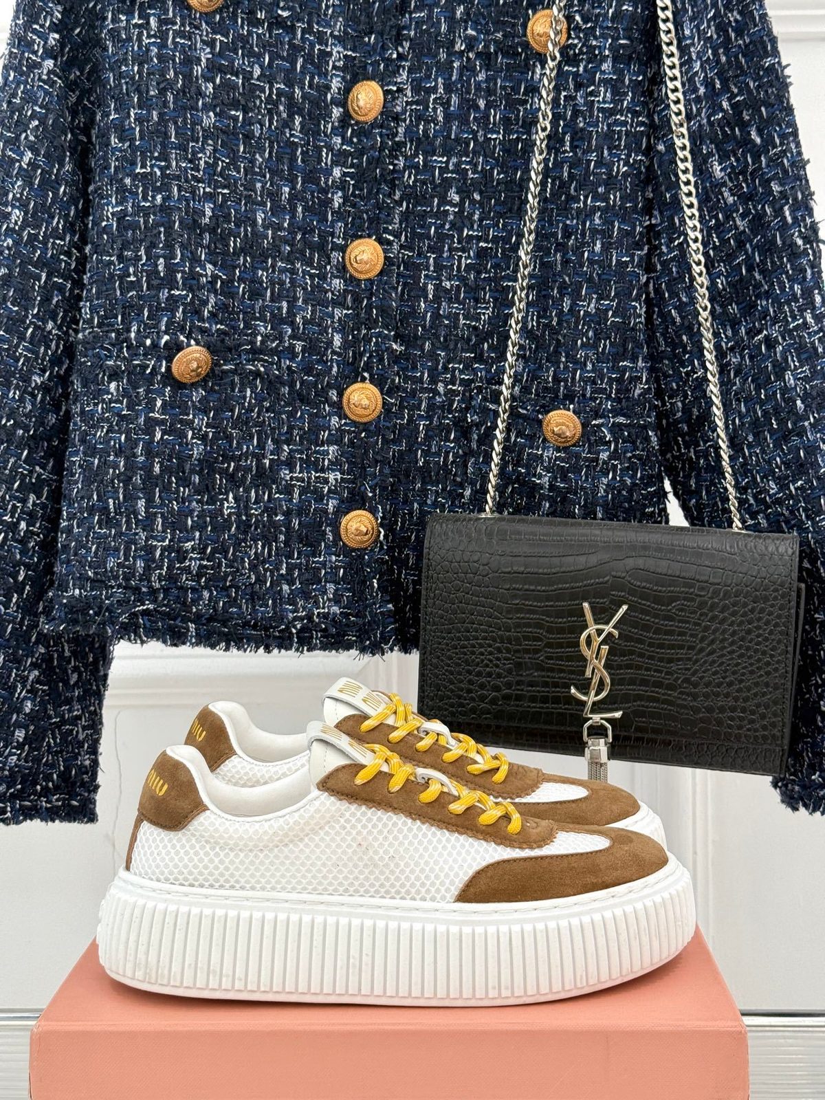 Miu Miu Suede Canvas Platform Sneakers