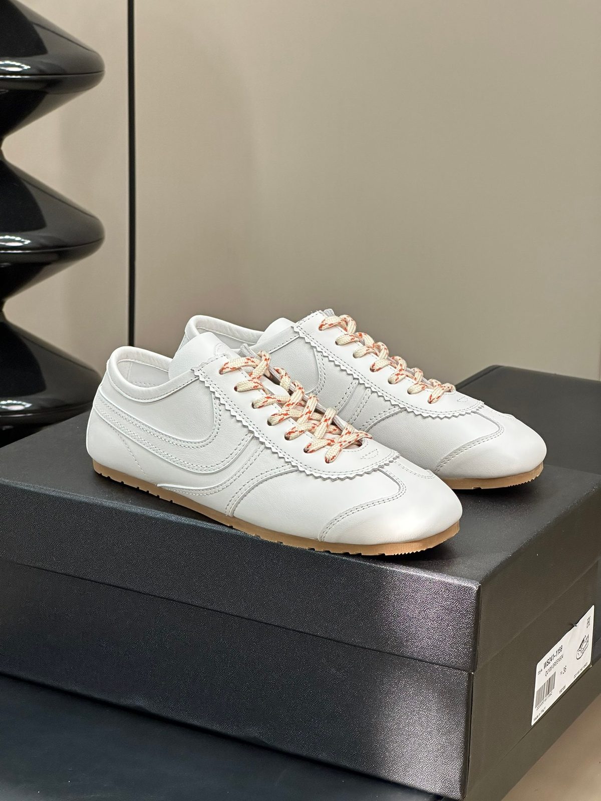 White Leather Lace-Up Sneaker with Rope Laces