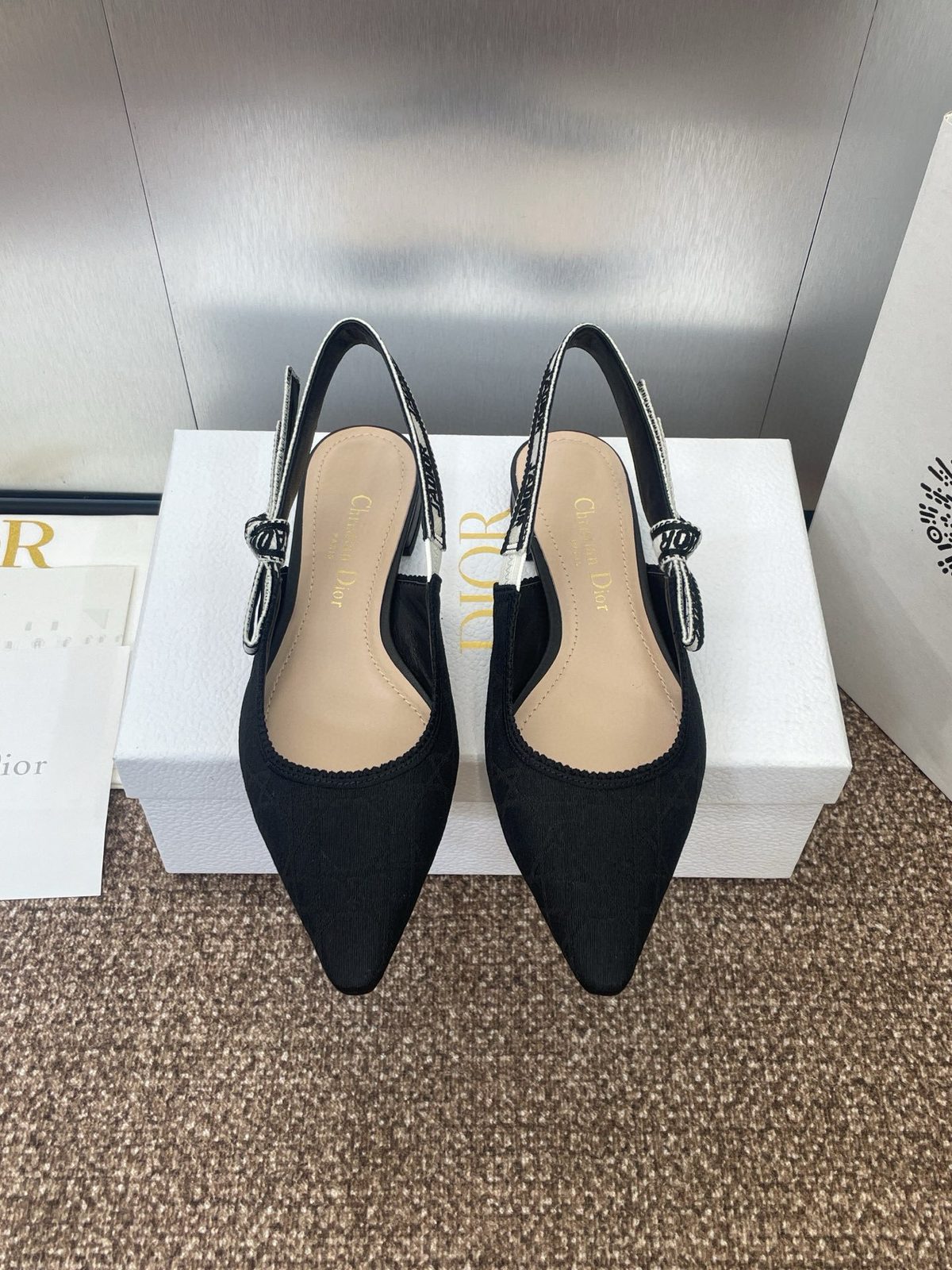 Dior Black Slingback Pointed Toe Heels