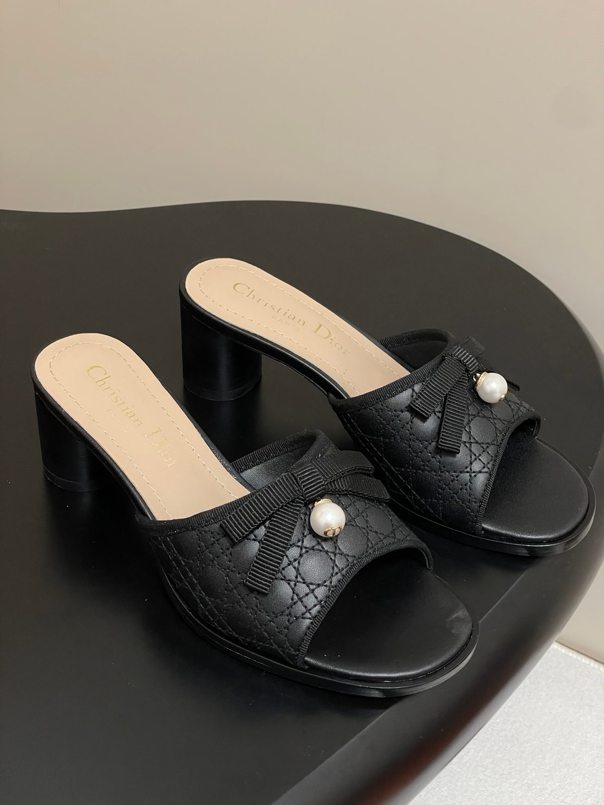 Christian Dior Quilted Black Slide Mules