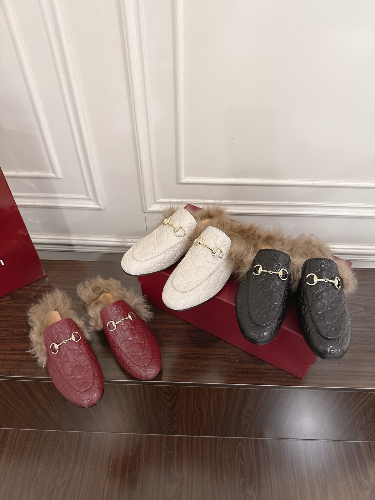 Gucci Horsebit Fur-Lined Loafer Mules