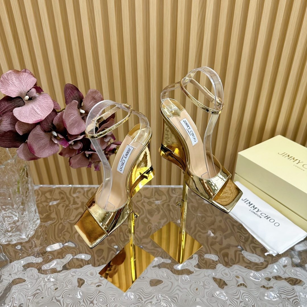 Jimmy Choo Gold Metallic Platform Sandals
