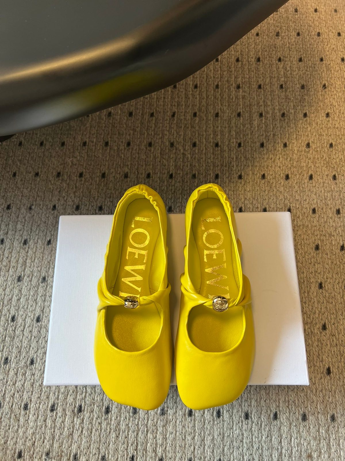 Loewe Leather Mary Jane Ballet Flats Yellow
