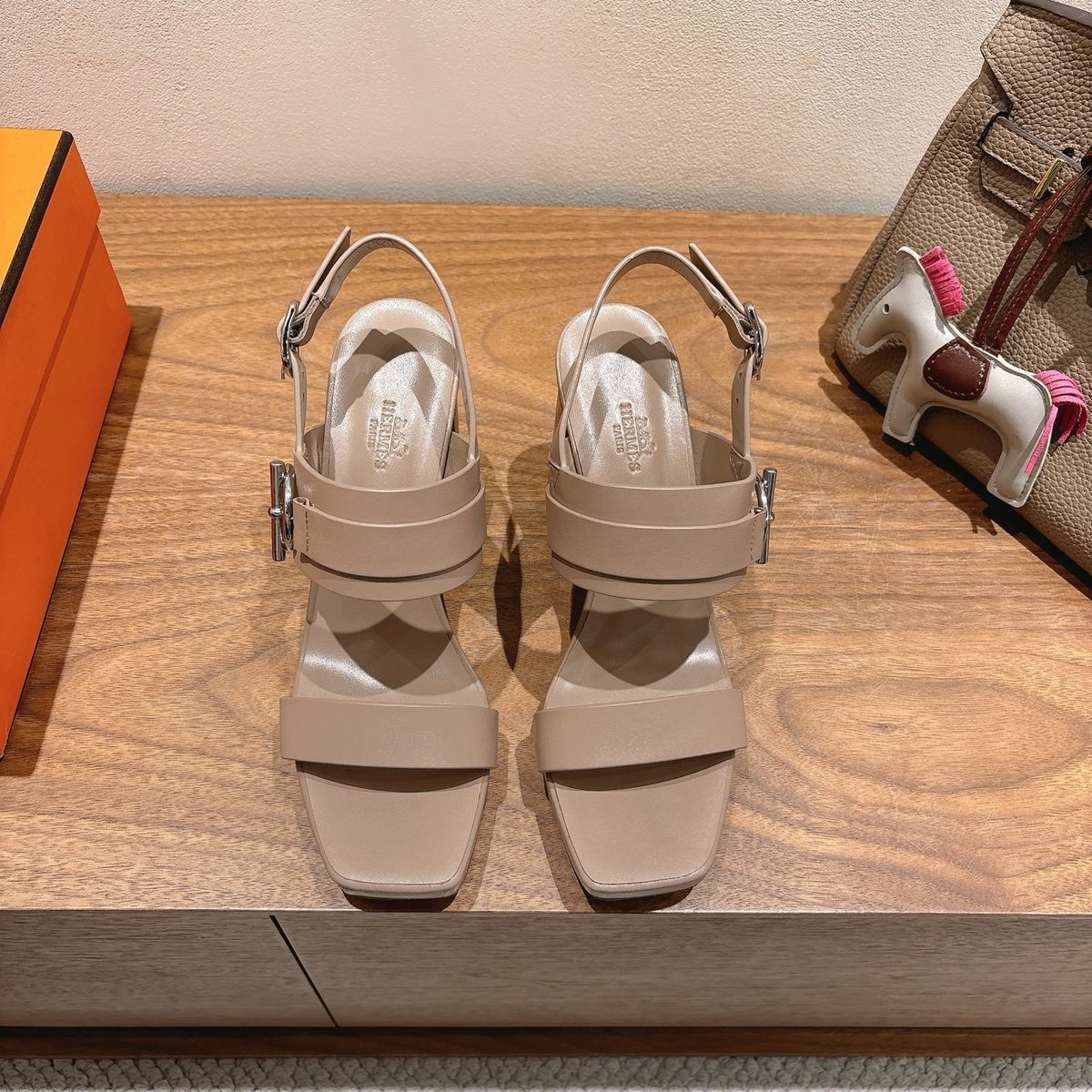 Hermès Leather Platform Sandal Heels
