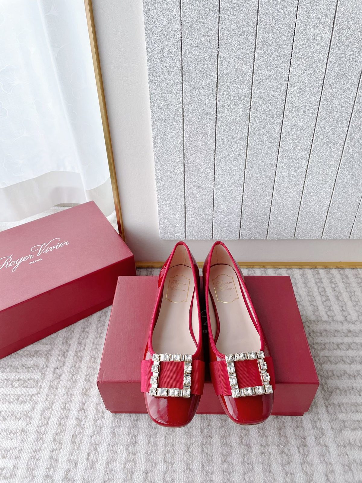 Roger Vivier Crystal-Buckle Patent Ballet Flats