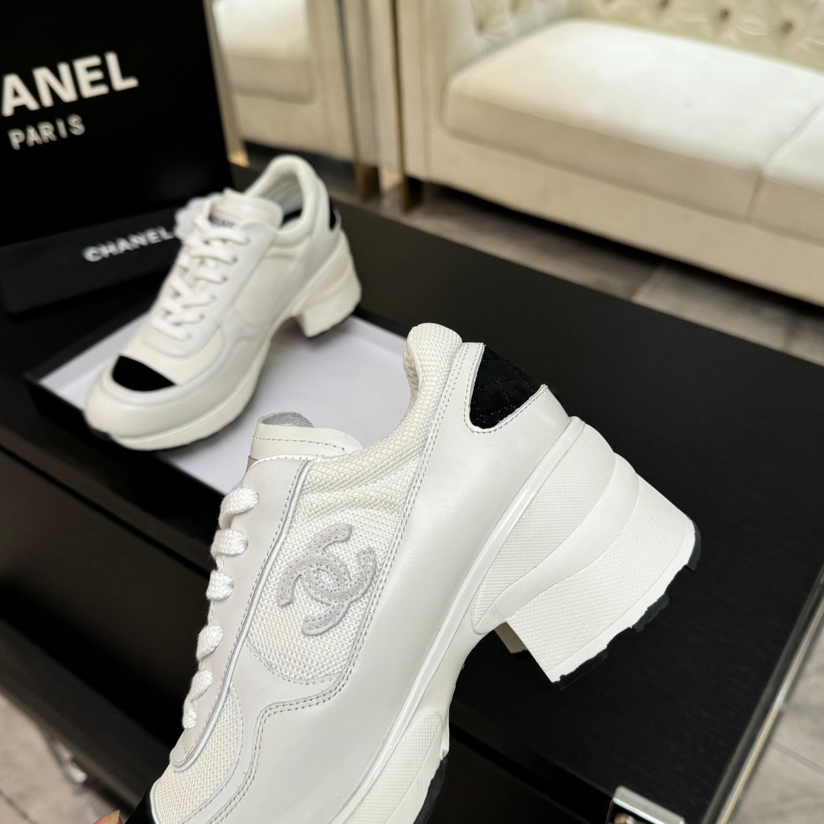 Chanel CC Logo Platform Sneakers