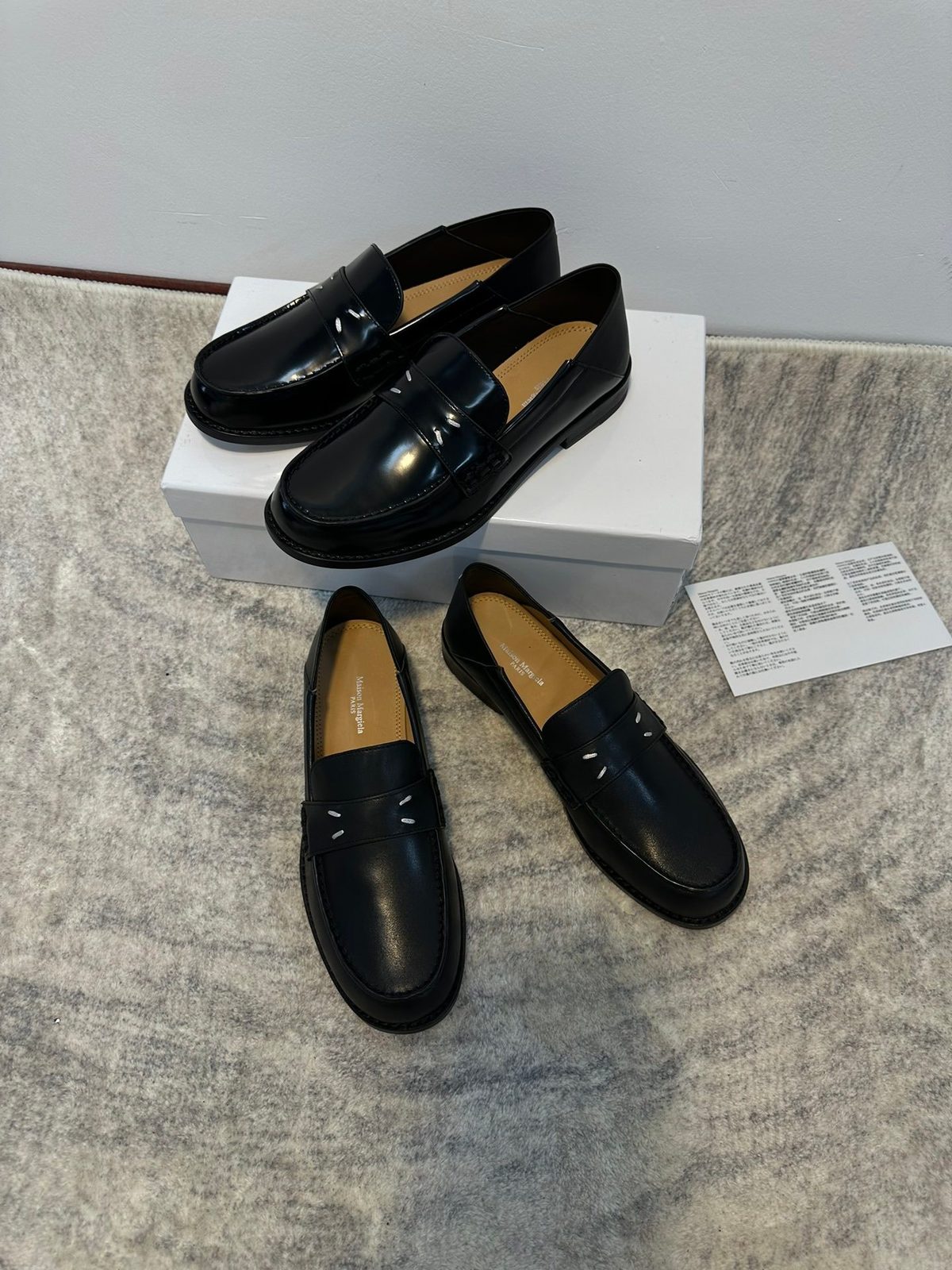 Black Leather Penny Loafers with Platform Sole