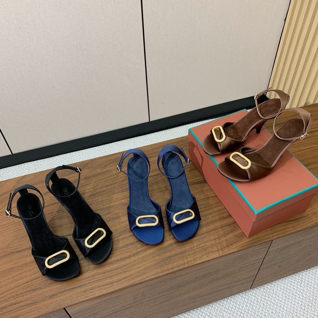 Designer Velvet Platform Sandals with Gold Hardware