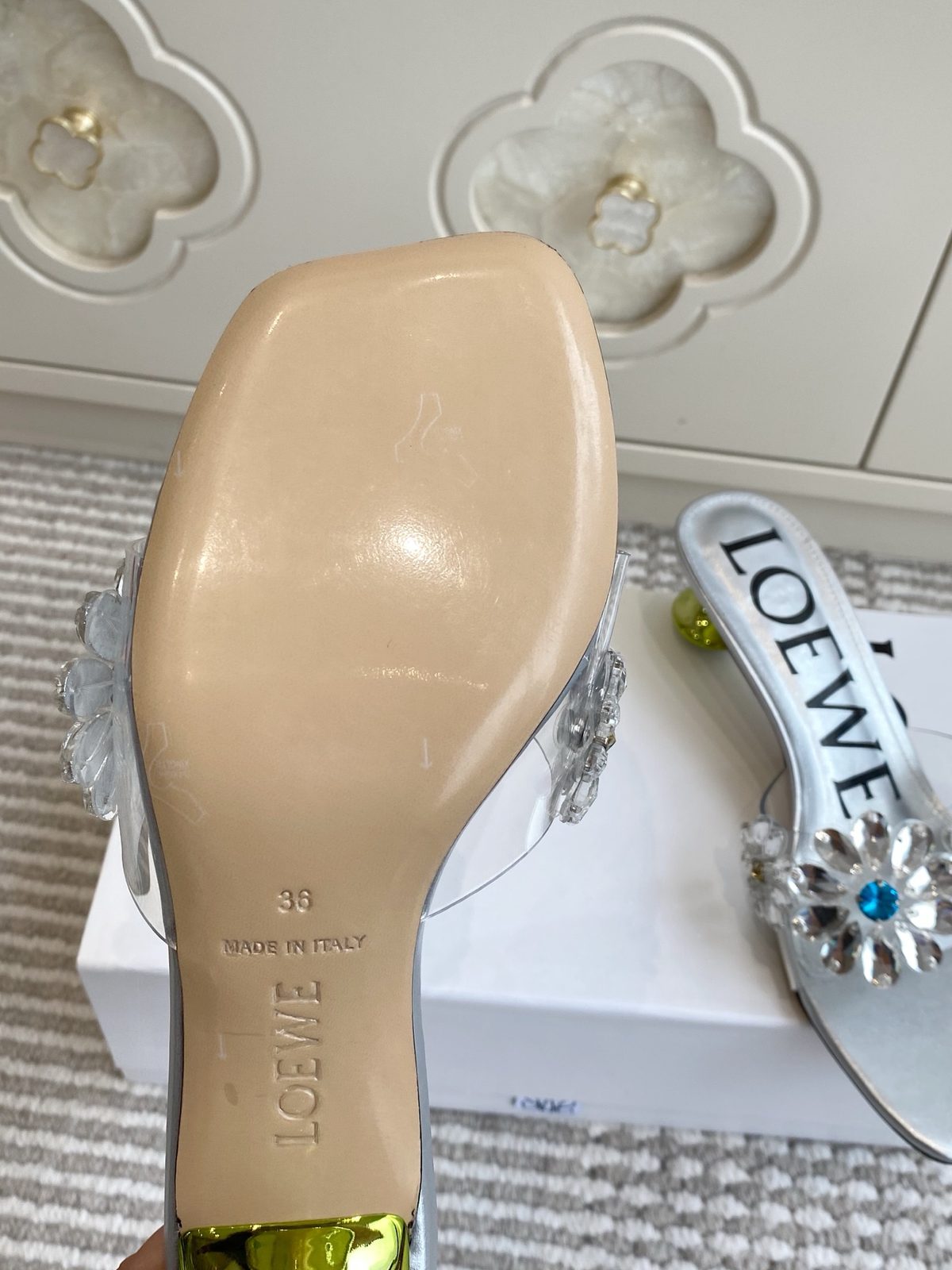 Loewe Crystal Embellished Slide Sandals