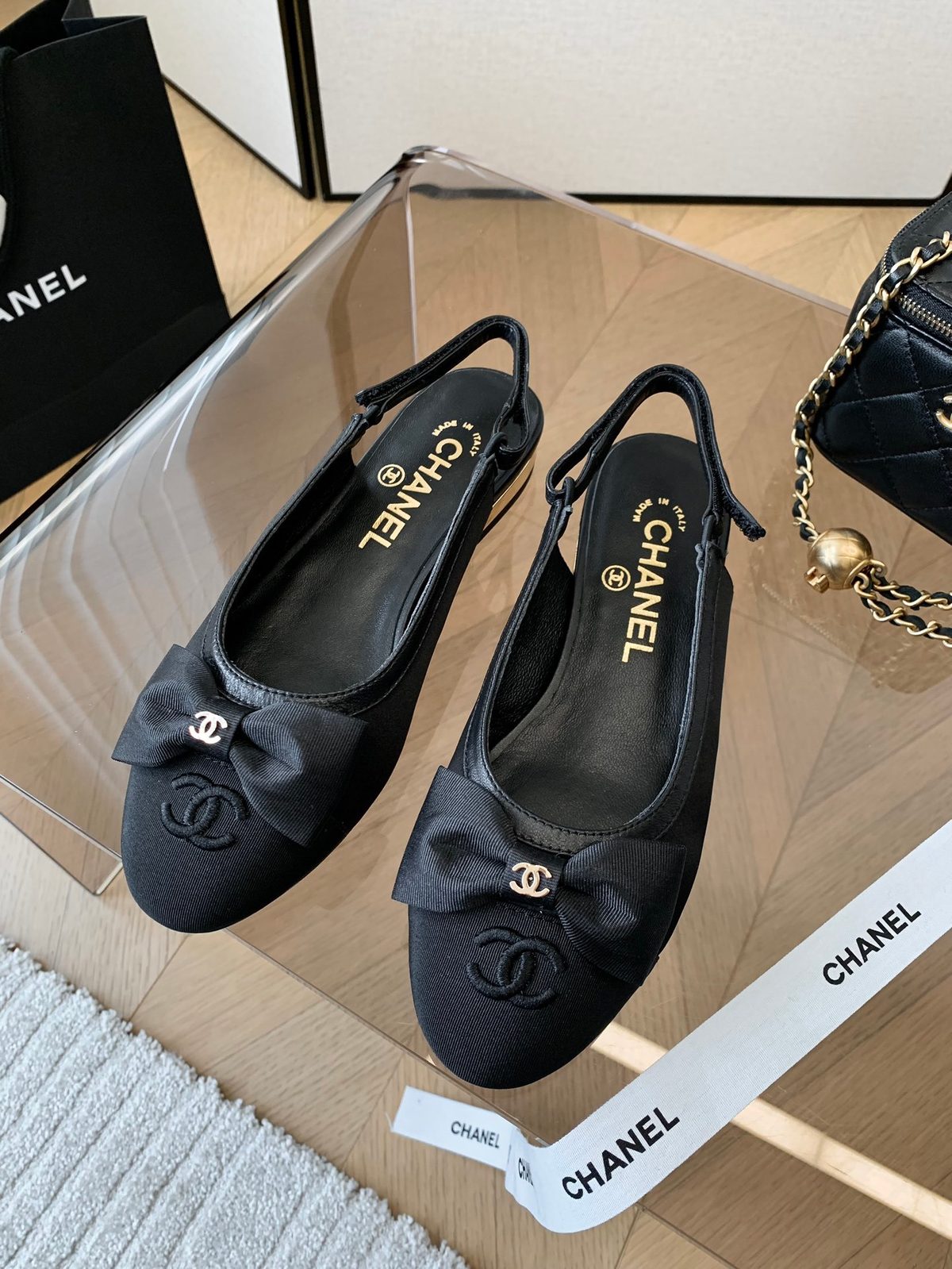 Chanel Black Slingback Ballet Flats