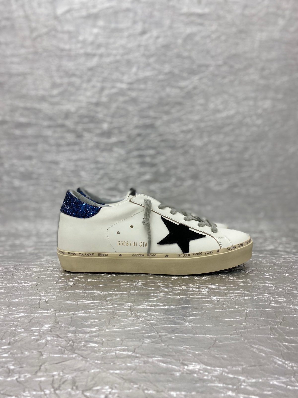 Golden Goose Deluxe Brand Hi Star White/Navy Glitter