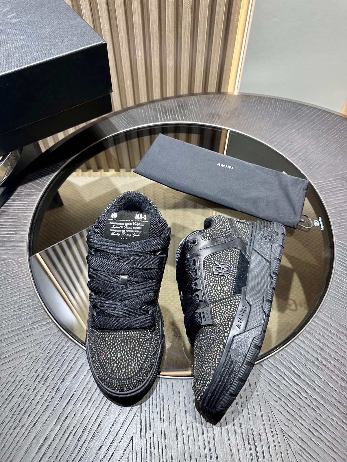 AMIRI MA-1 Crystal Embellished High-Top Sneakers