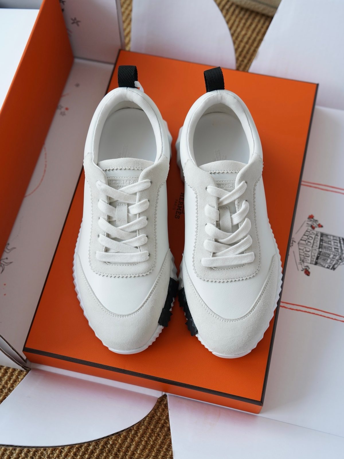 White Canvas Lace-Up Sneaker with Black Heel Tab