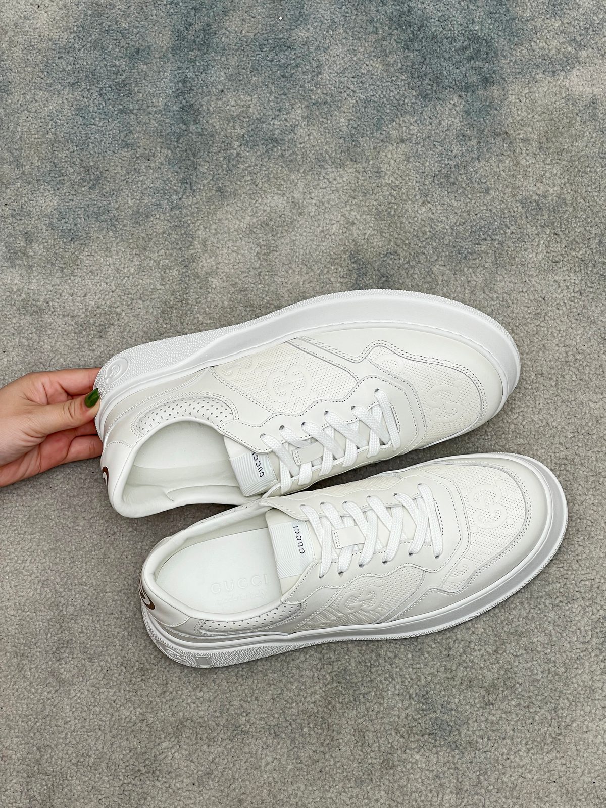 Gucci GG Perforated White Leather Sneakers