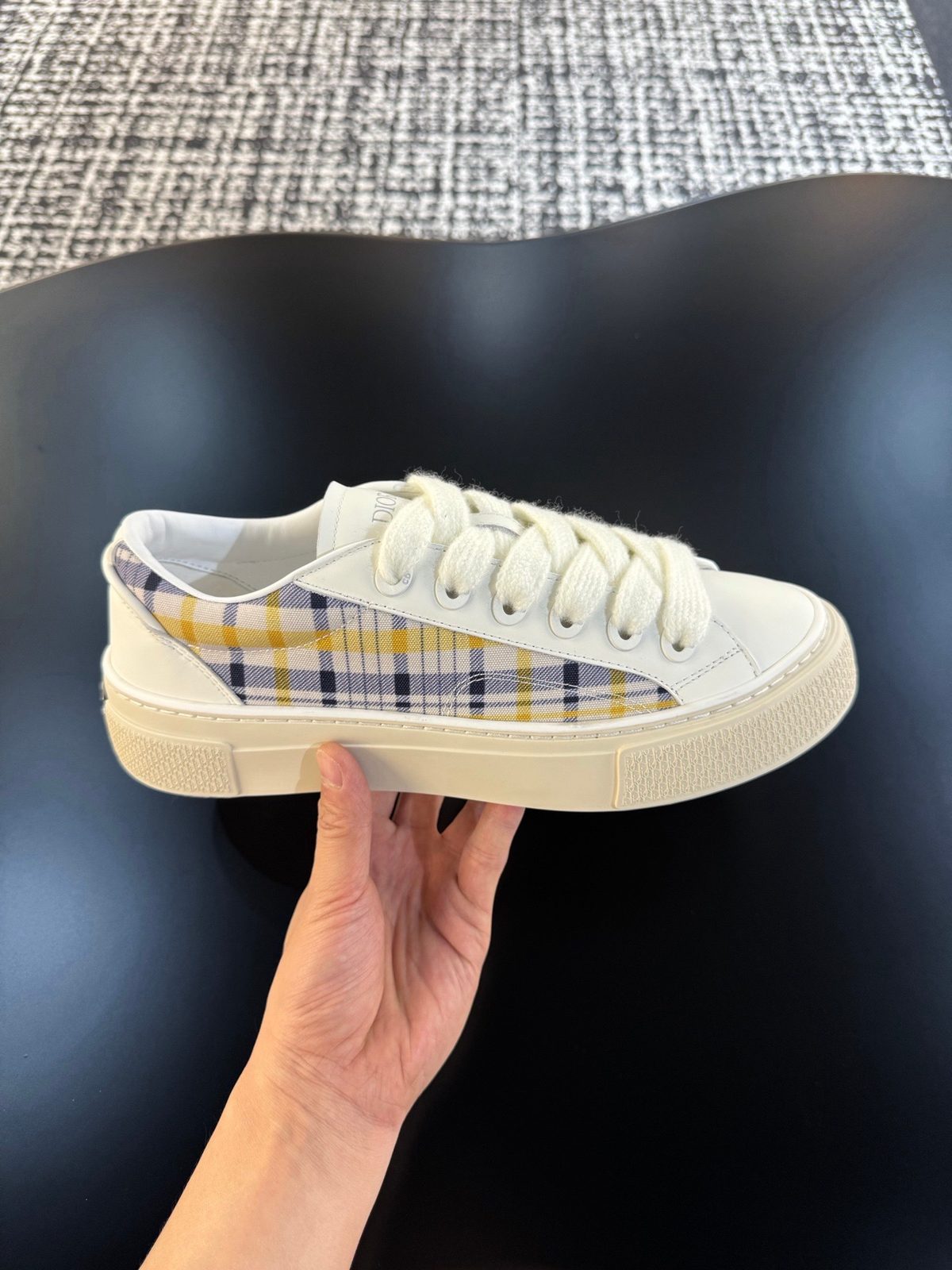Dior Tartan Canvas Low-Top Sneakers