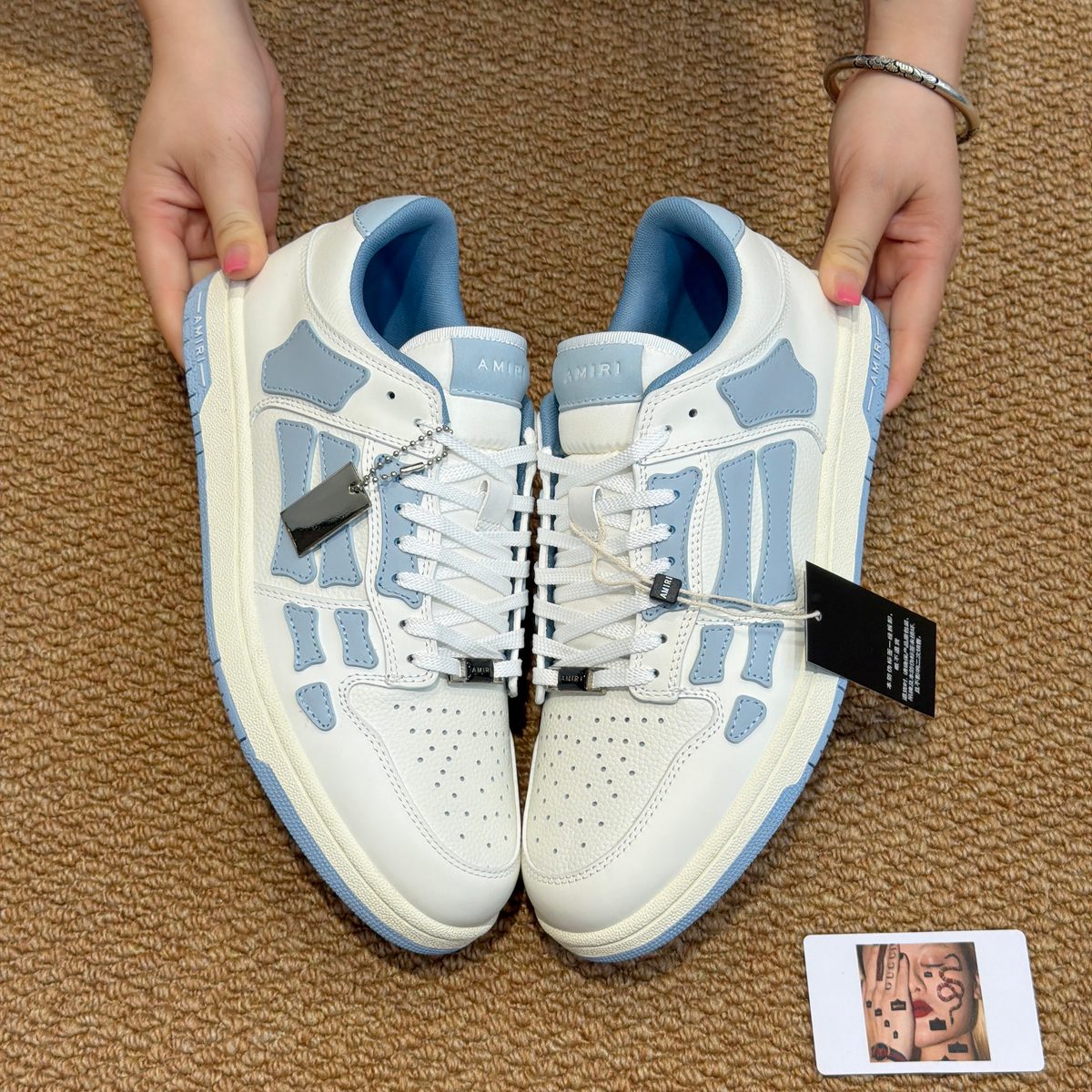 AMIRI Low Top Leather Sneaker White Blue