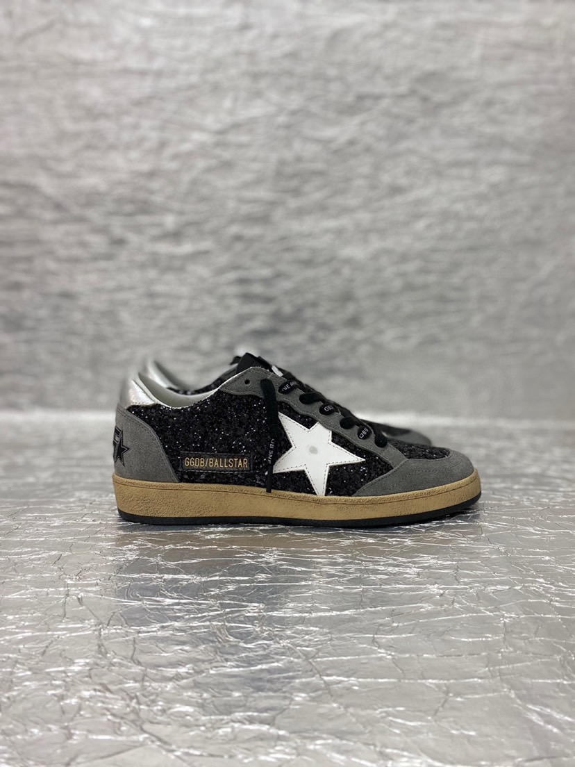 Golden Goose Ball Star Black Glitter Sneakers
