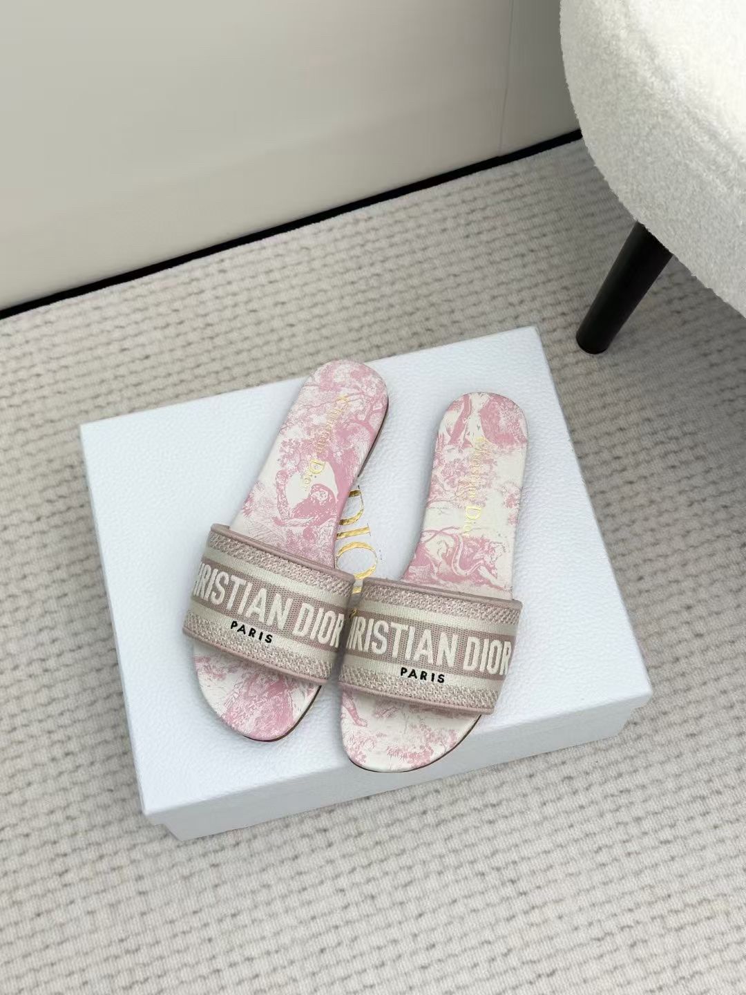 Christian Dior Toile de Jouy Slide Sandals