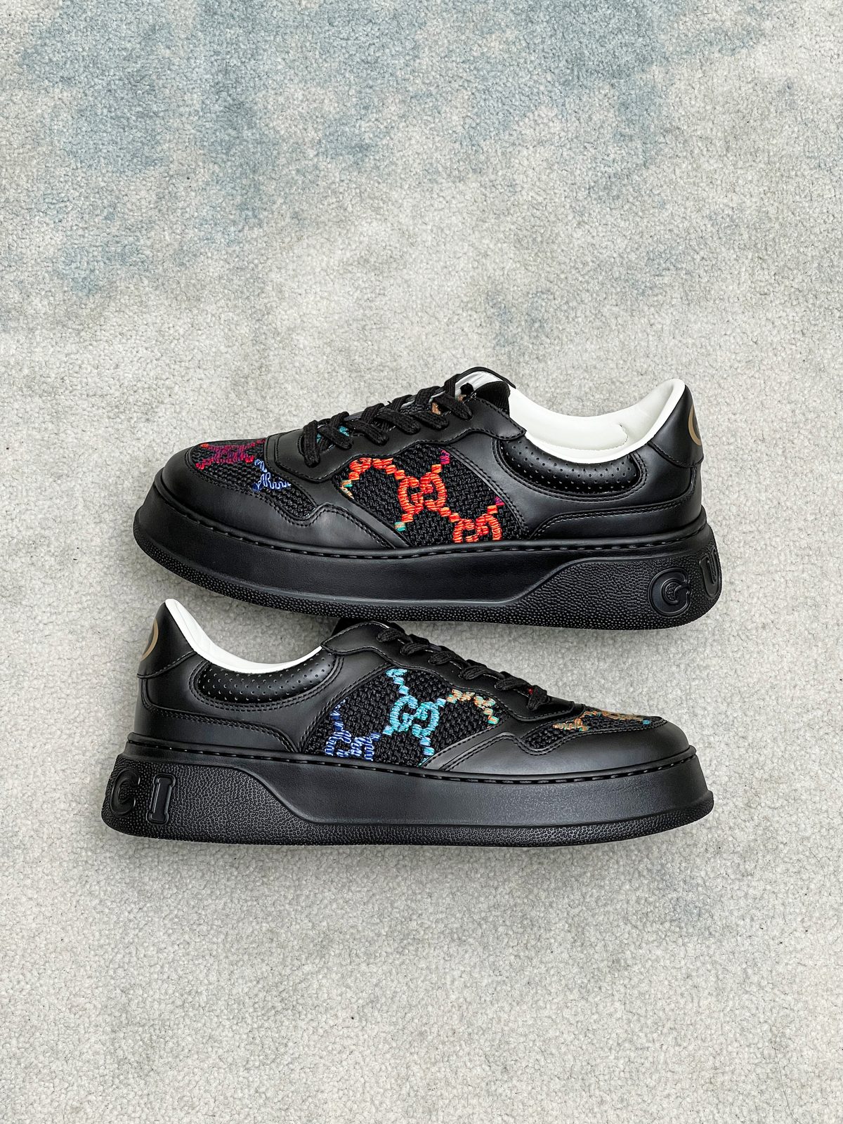 Gucci GG Embroidered Low-Top Sneaker Black