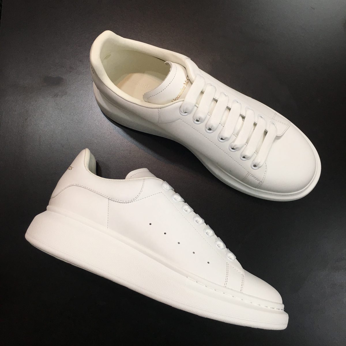 Alexander McQueen White Leather Low-Top Sneakers