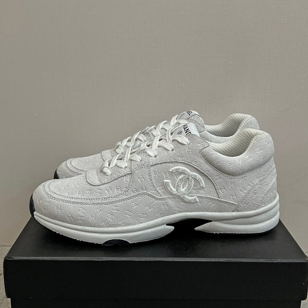 Chanel CC Logo Quilted White Sneaker