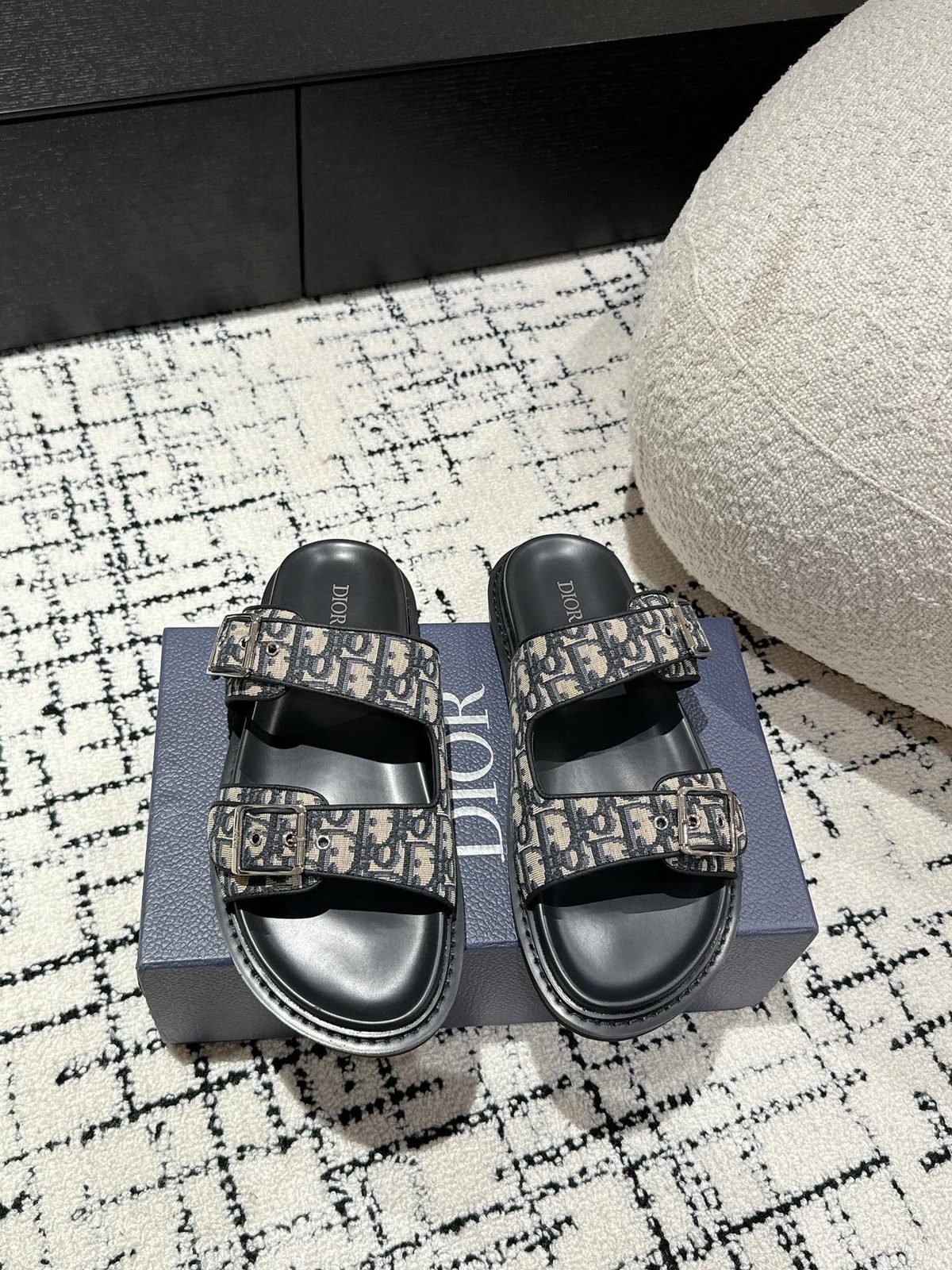 Dior Oblique Buckle Slide Sandals